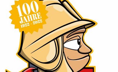 Ein Feuerwehrmann im Comic-Stil gezeichnet 