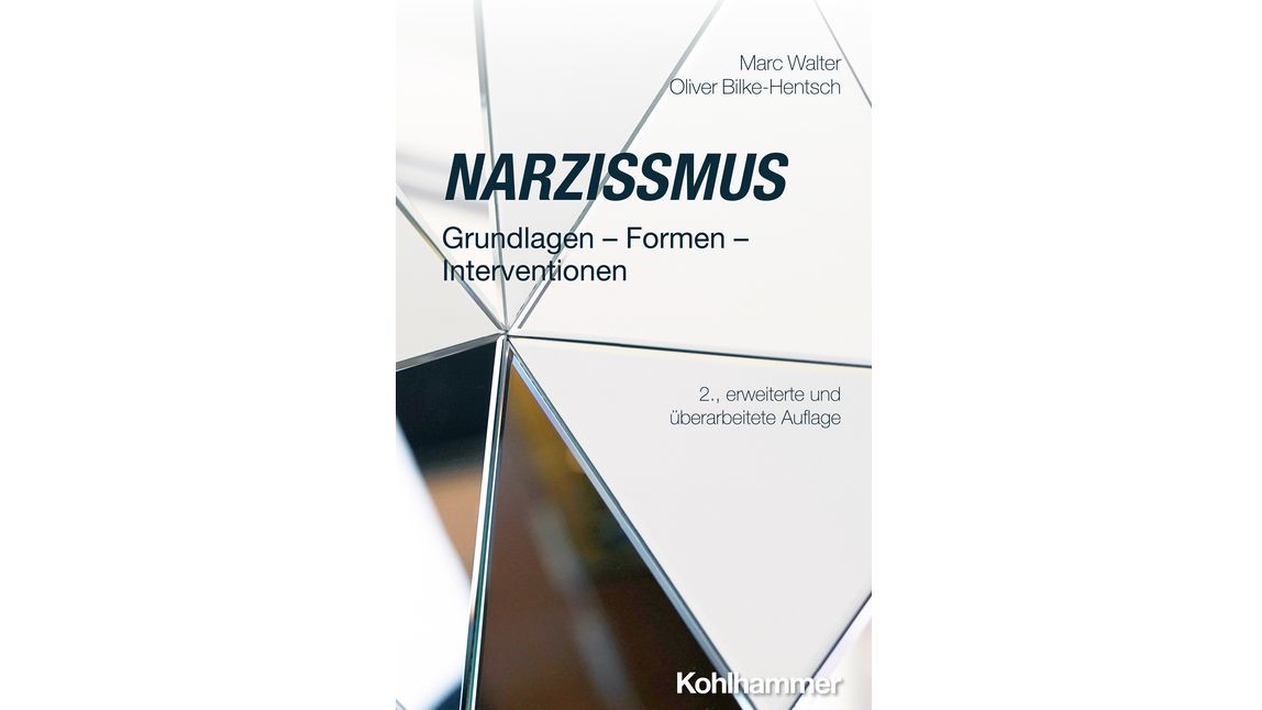 Auf dem Buchcover des Fachbuches "Narzissmus" ist ein fragmentierter Spiegel abgebildet